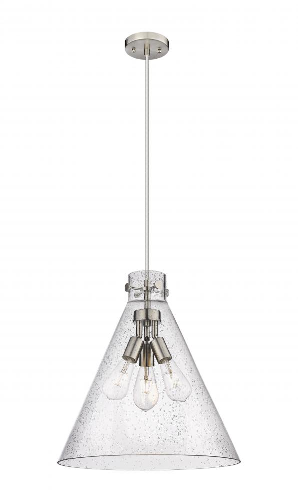 Newton Cone - 3 Light - 18 inch - Satin Nickel - Cord hung - Pendant