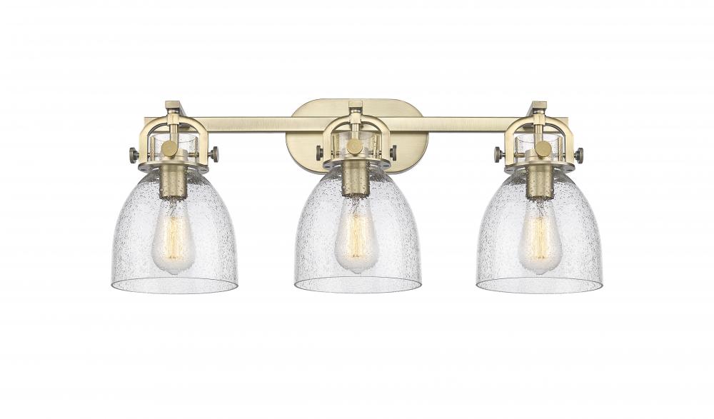 Newton Bell - 3 Light - 27 inch - Brushed Brass - Bath Vanity Light