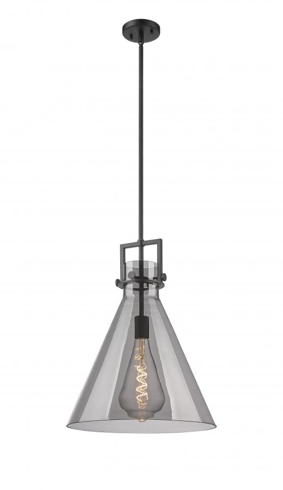 Newton Cone - 1 Light - 16 inch - Matte Black - Cord hung - Pendant