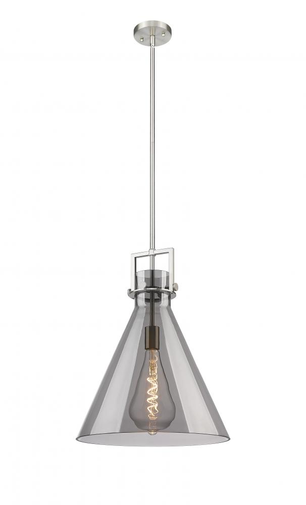 Newton Cone - 1 Light - 16 inch - Brushed Satin Nickel - Cord hung - Pendant