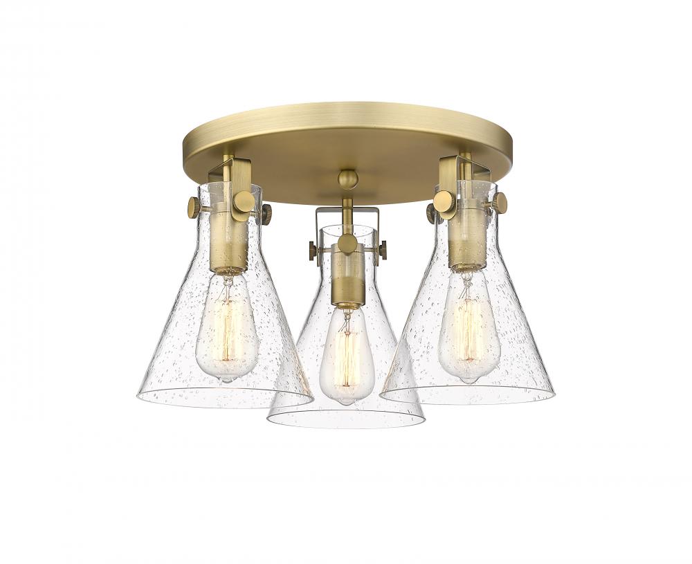 Newton Cone - 3 Light - 18 inch - Brushed Brass - Flush Mount