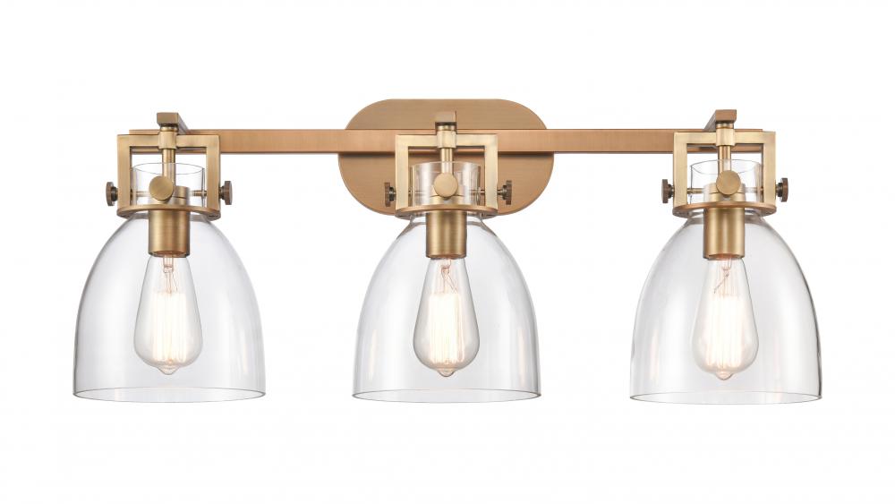 Newton Bell - 3 Light - 27 inch - Brushed Brass - Bath Vanity Light