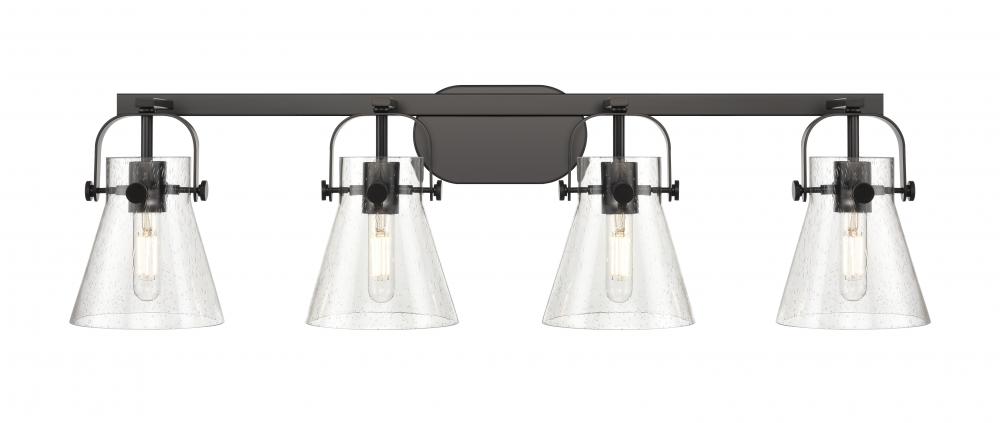 Pilaster II Cone - 4 Light - 37 inch - Matte Black - Bath Vanity Light