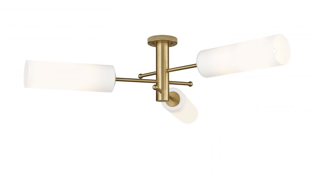 Crown Point - 3 Light - 34 inch - Brushed Brass - Flush Mount