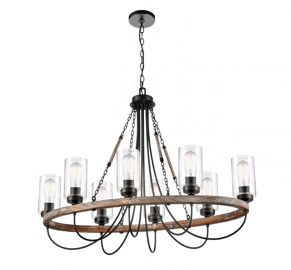 Paladin - 8 Light - 39 inch - Matte Black - Chain Hung - Chandelier