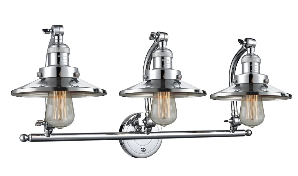 Railroad - 3 Light - 28 inch - Polished Chrome - Bath Vanity Light