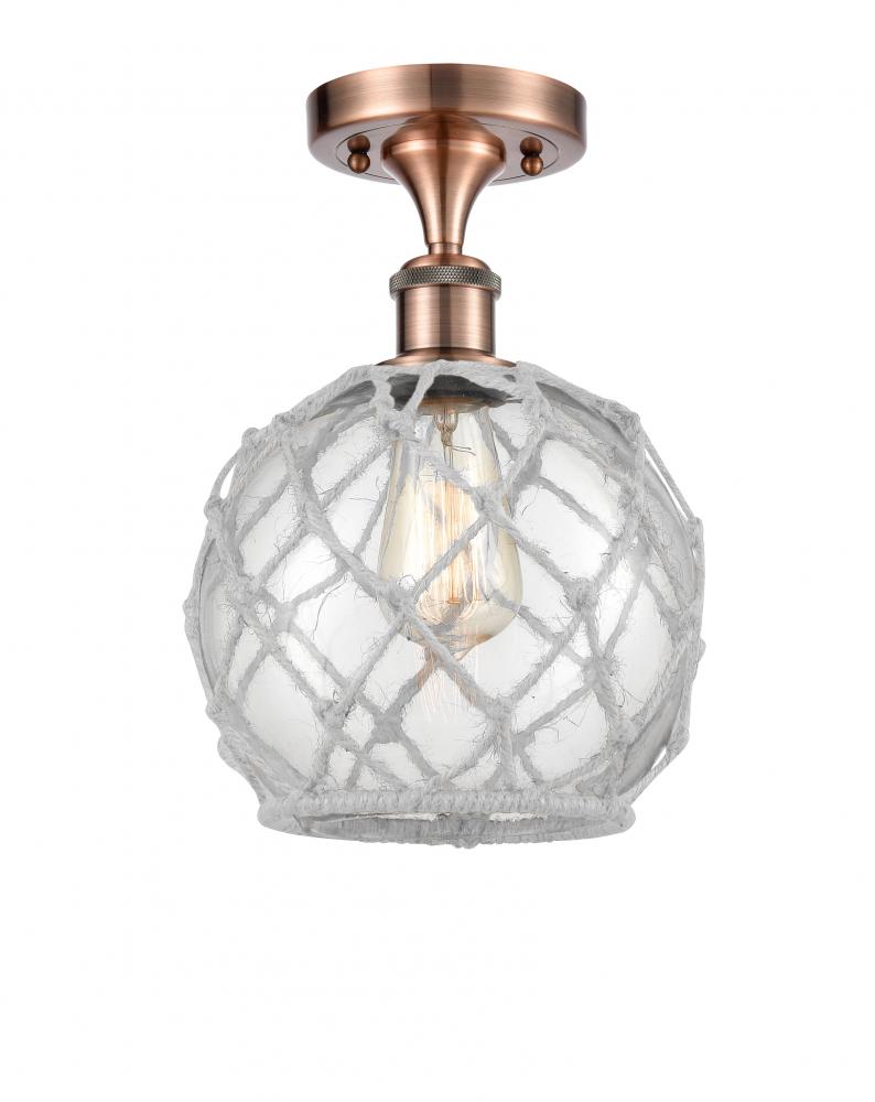 Farmhouse Rope - 1 Light - 8 inch - Antique Copper - Semi-Flush Mount