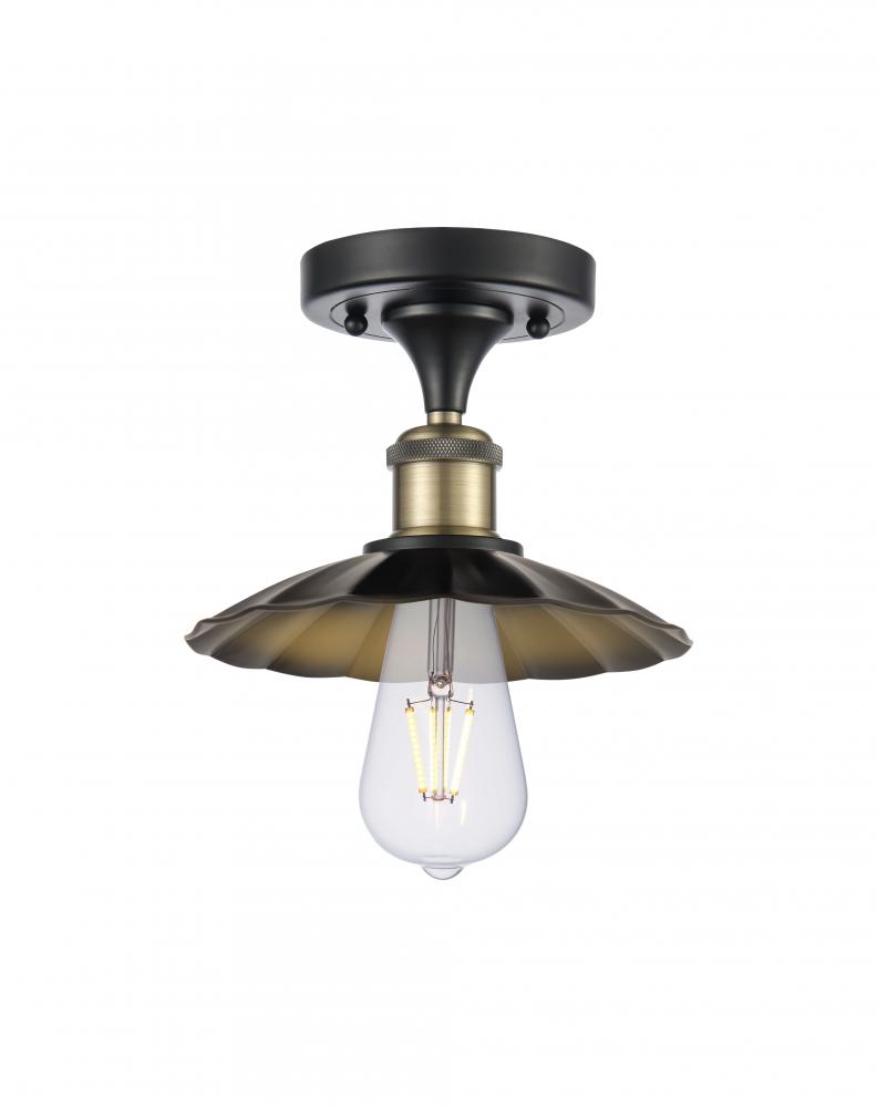 Scallop - 1 Light - 8 inch - Black Antique Brass - Semi-Flush Mount