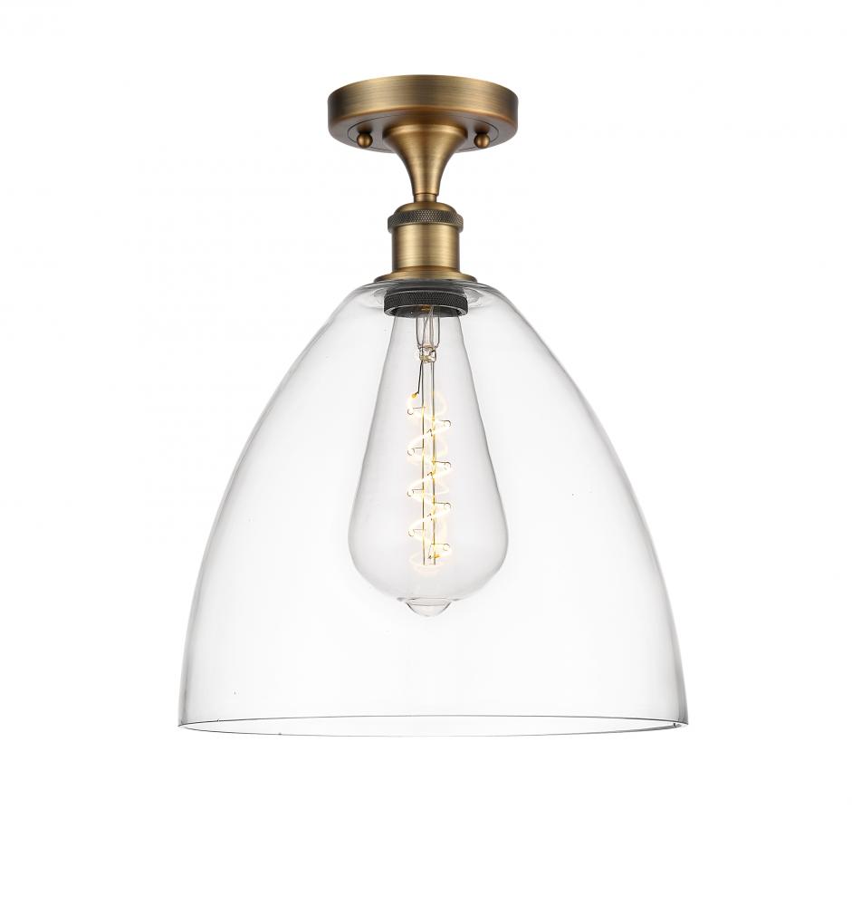 Bristol - 1 Light - 12 inch - Brushed Brass - Semi-Flush Mount