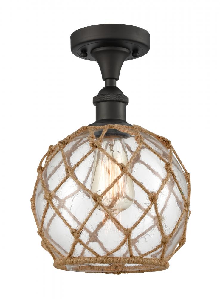 Farmhouse Rope - 1 Light - 8 inch - Oil Rubbed Bronze - Semi-Flush Mount