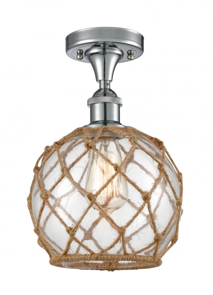 Farmhouse Rope - 1 Light - 8 inch - Polished Chrome - Semi-Flush Mount