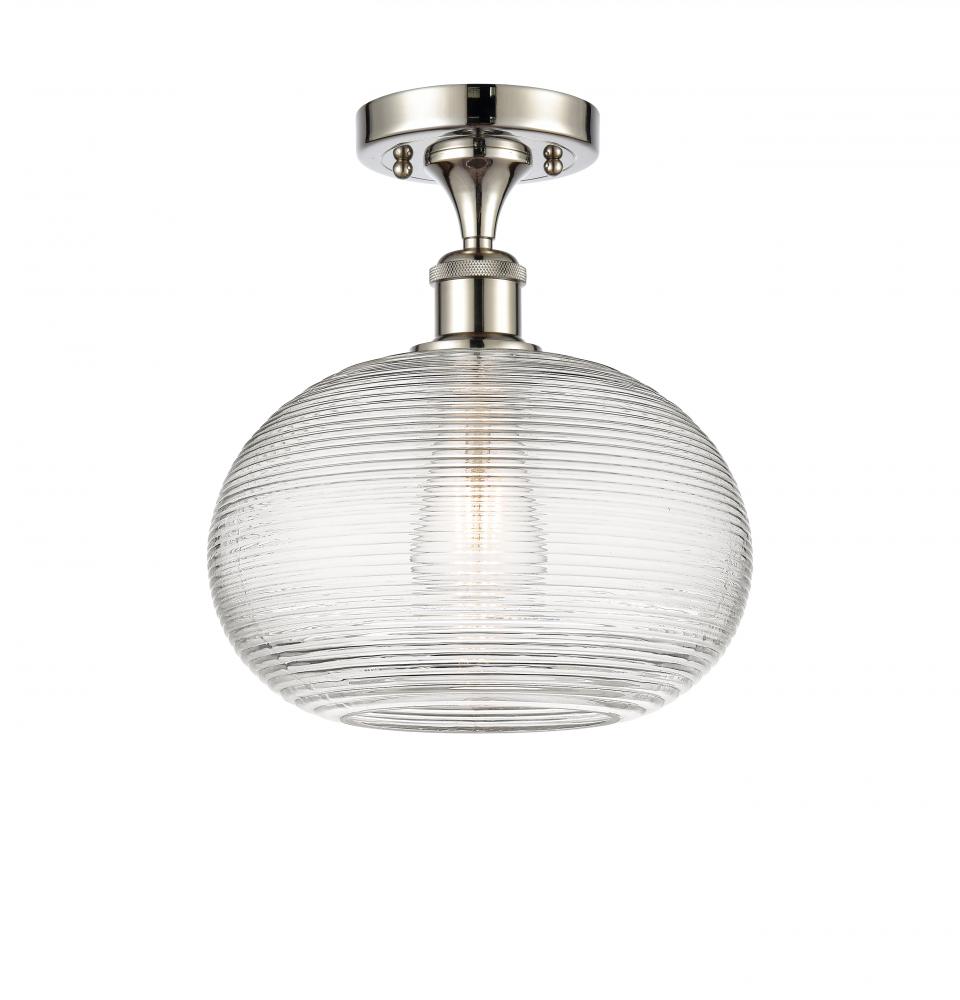 Ithaca - 1 Light - 10 inch - Polished Nickel - Semi-Flush Mount