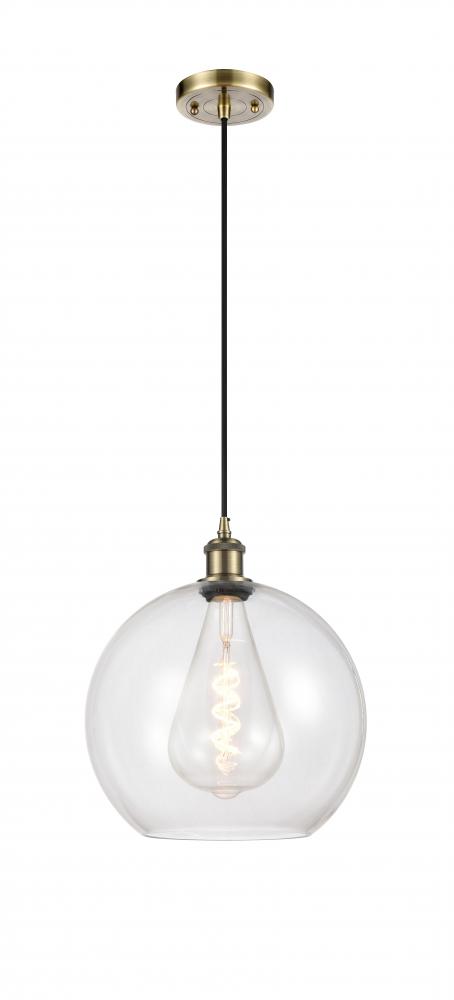 Athens - 1 Light - 12 inch - Antique Brass - Cord hung - Mini Pendant