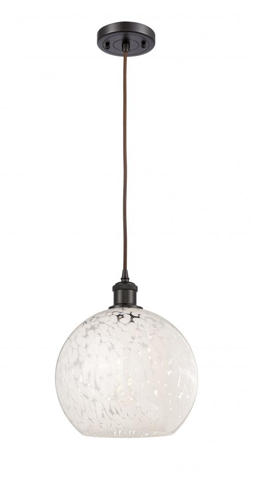 White Mouchette - 1 Light - 10 inch - Oil Rubbed Bronze - Cord Hung - Mini Pendant