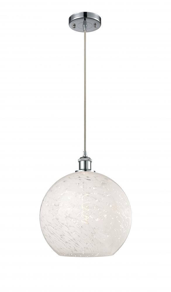 White Mouchette - 1 Light - 12 inch - Polished Chrome - Cord Hung - Mini Pendant