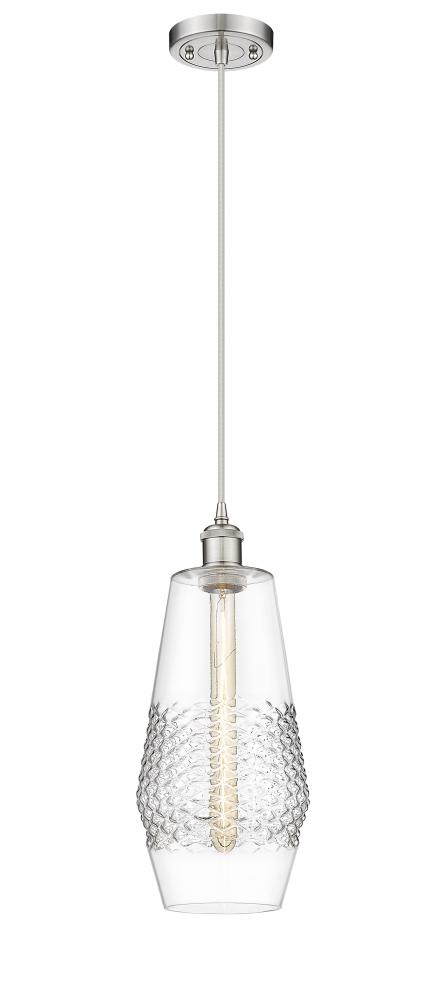 Windham - 1 Light - 7 inch - Brushed Satin Nickel - Cord hung - Mini Pendant