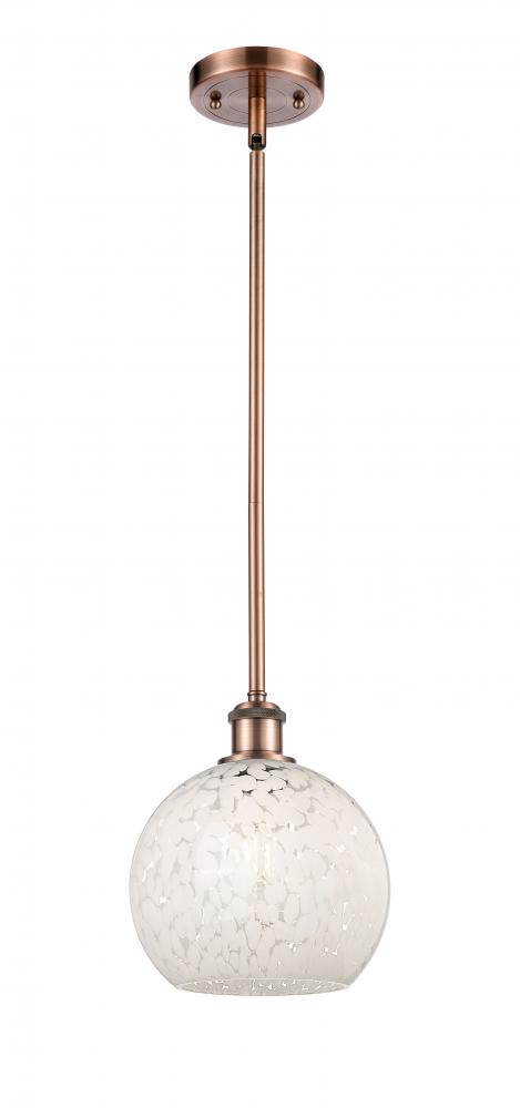 White Mouchette - 1 Light - 8 inch - Antique Copper - Mini Pendant