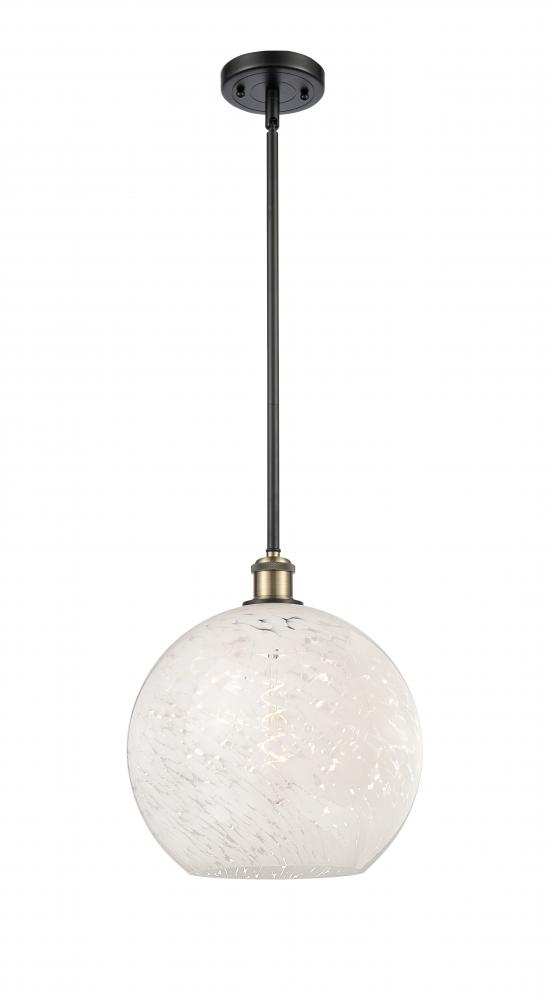 White Mouchette - 1 Light - 12 inch - Black Antique Brass - Mini Pendant