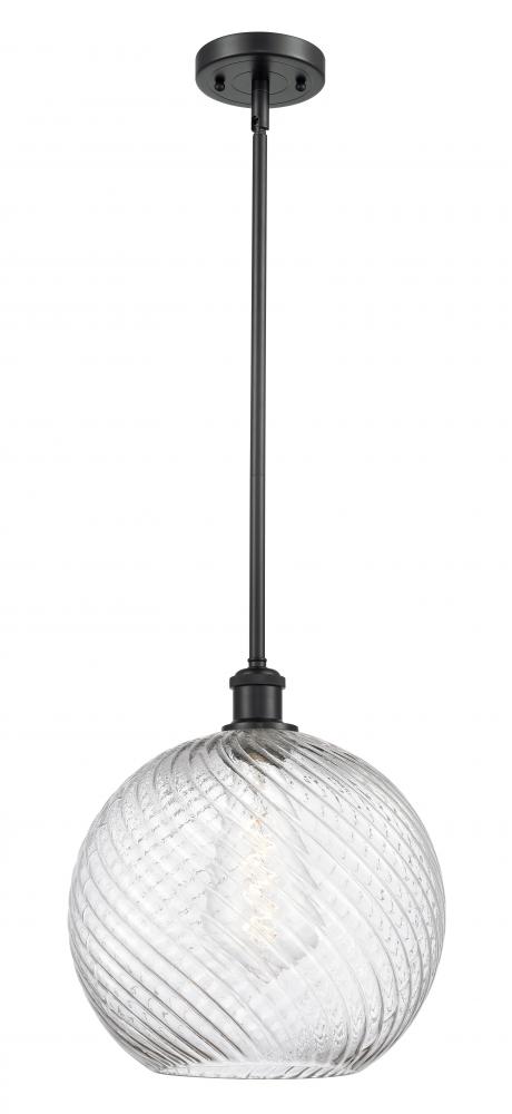 Athens Twisted Swirl - 1 Light - 12 inch - Matte Black - Mini Pendant