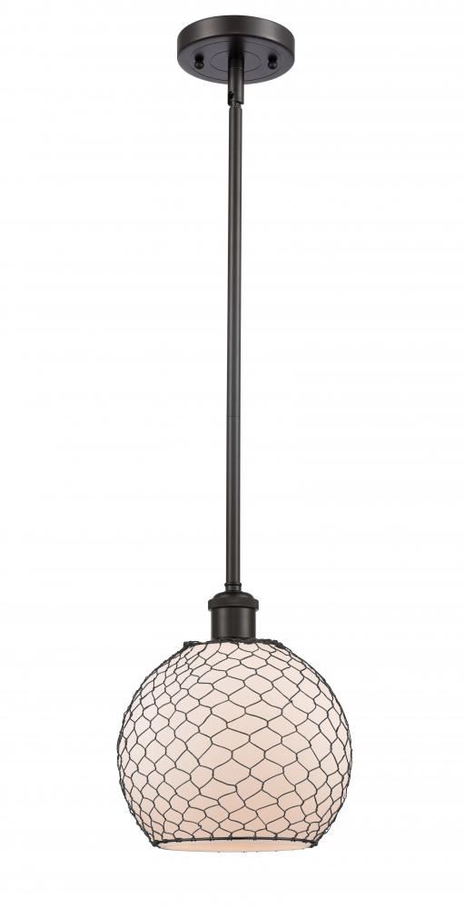 Farmhouse Chicken Wire - 1 Light - 8 inch - Oil Rubbed Bronze - Mini Pendant