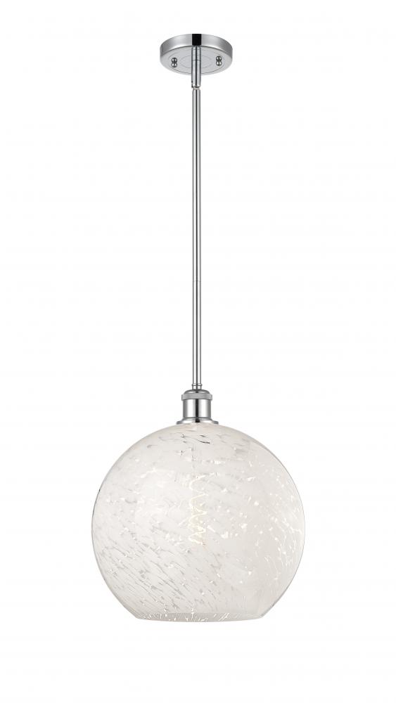 White Mouchette - 1 Light - 12 inch - Polished Chrome - Mini Pendant