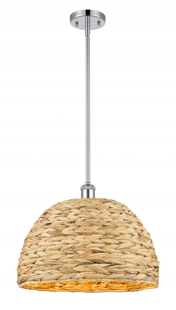 Woven Rattan - 1 Light - 16 inch - Polished Chrome - Mini Pendant