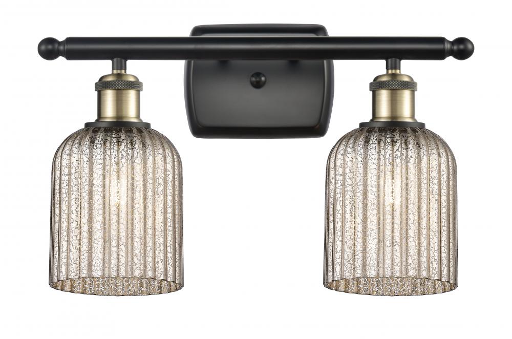 Bridal Veil - 2 Light - 15 inch - Black Antique Brass - Bath Vanity Light