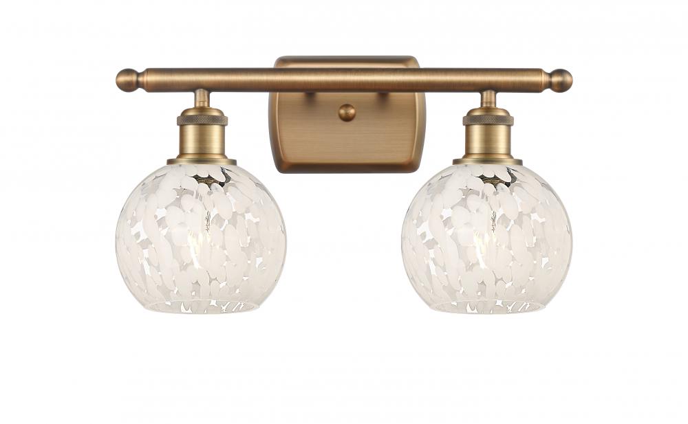 White Mouchette - 2 Light - 16 inch - Brushed Brass - Bath Vanity Light