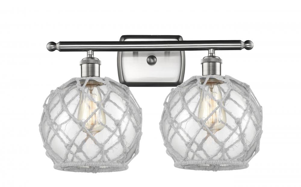 Farmhouse Rope - 2 Light - 18 inch - Brushed Satin Nickel - Bath Vanity Light