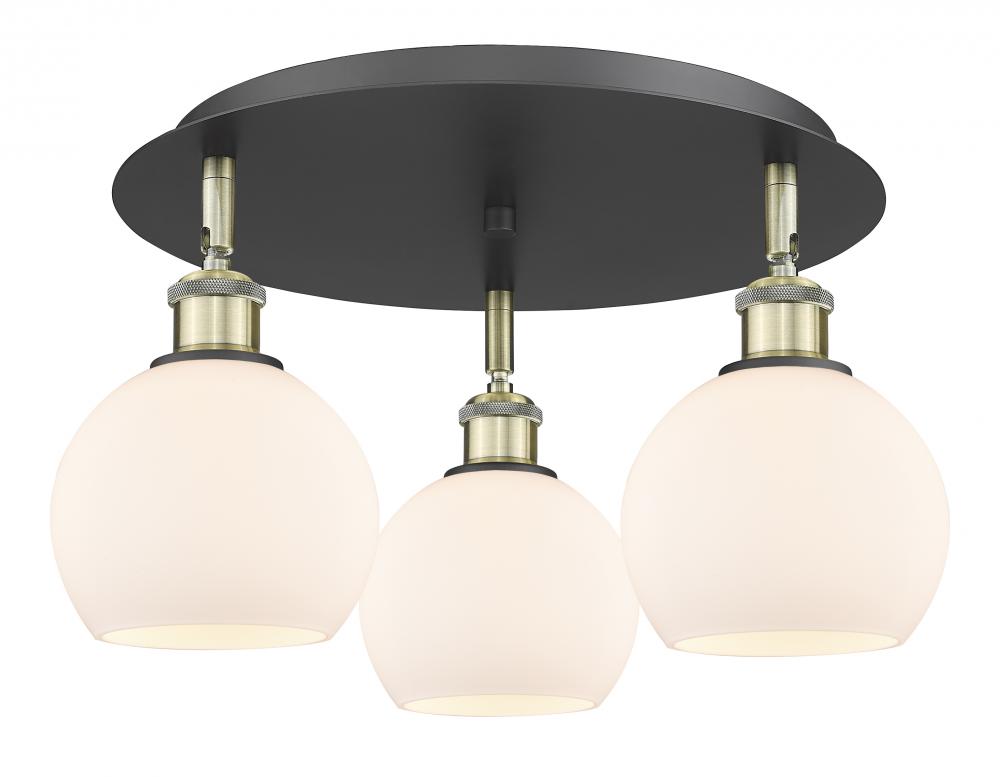 Athens - 3 Light - 18 inch - Black Antique Brass - Flush Mount