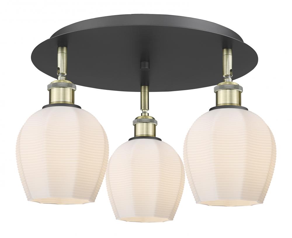 Norfolk - 3 Light - 18 inch - Black Antique Brass - Flush Mount