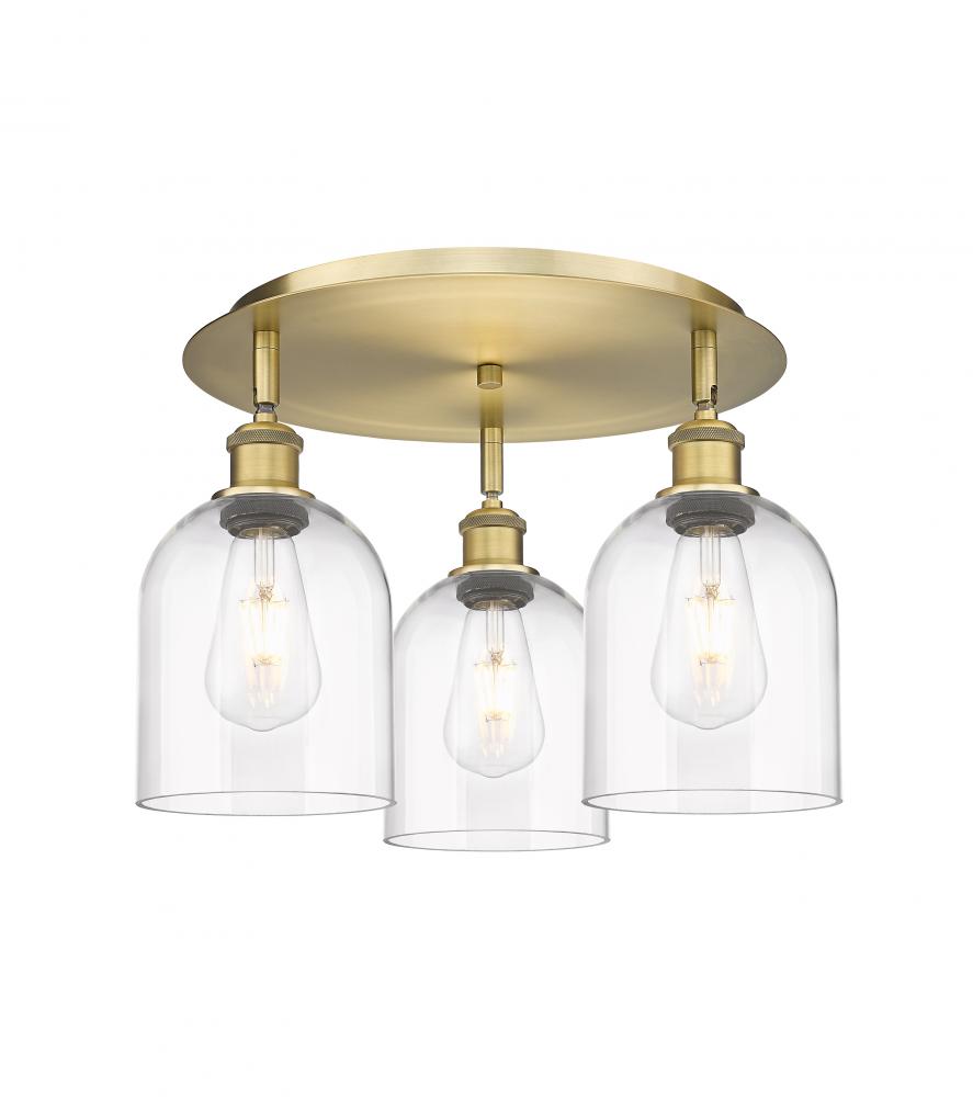 Bella - 3 Light - 17 inch - Brushed Brass - Flush Mount