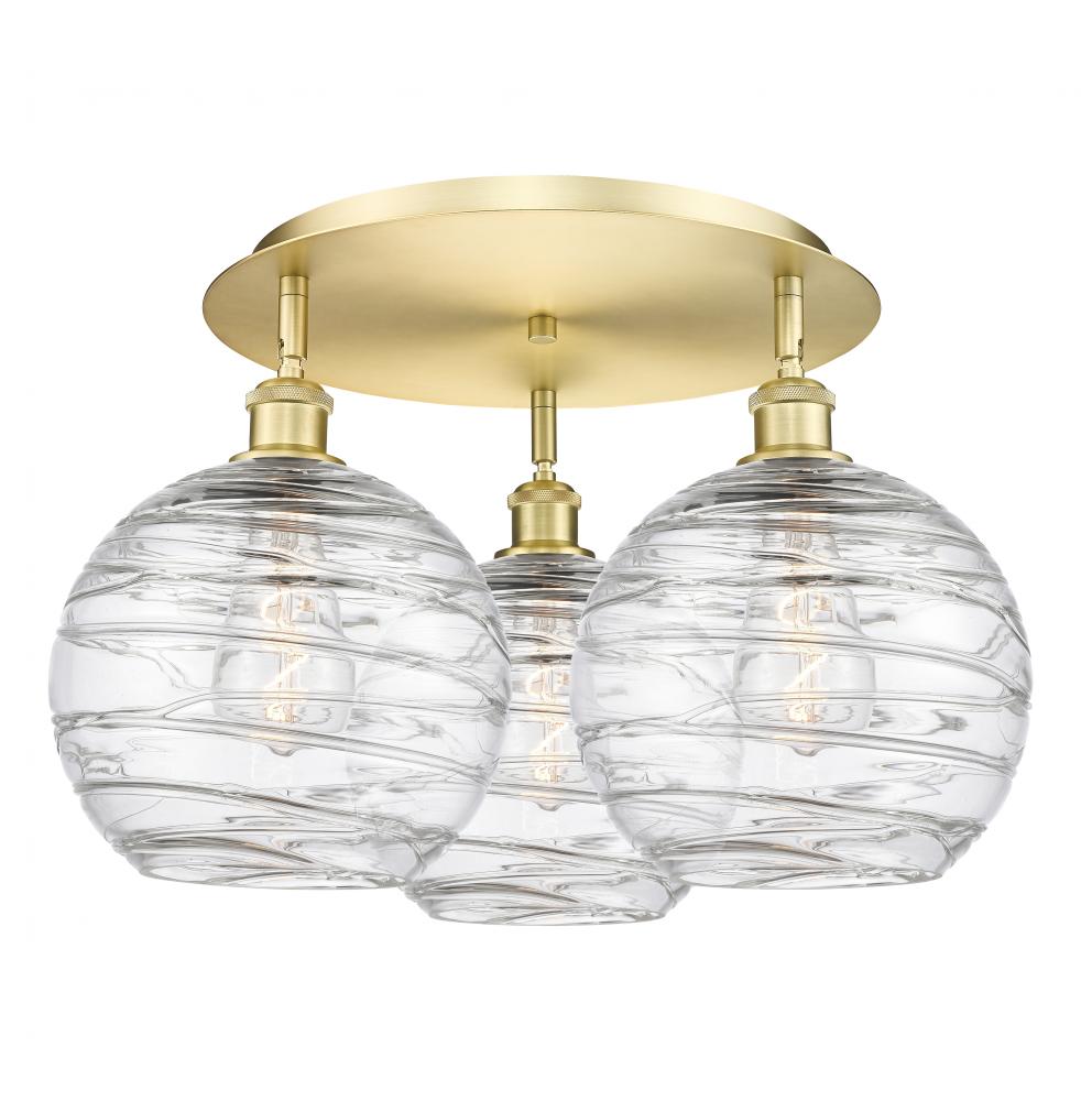 Athens Deco Swirl - 3 Light - 22 inch - Satin Gold - Flush Mount