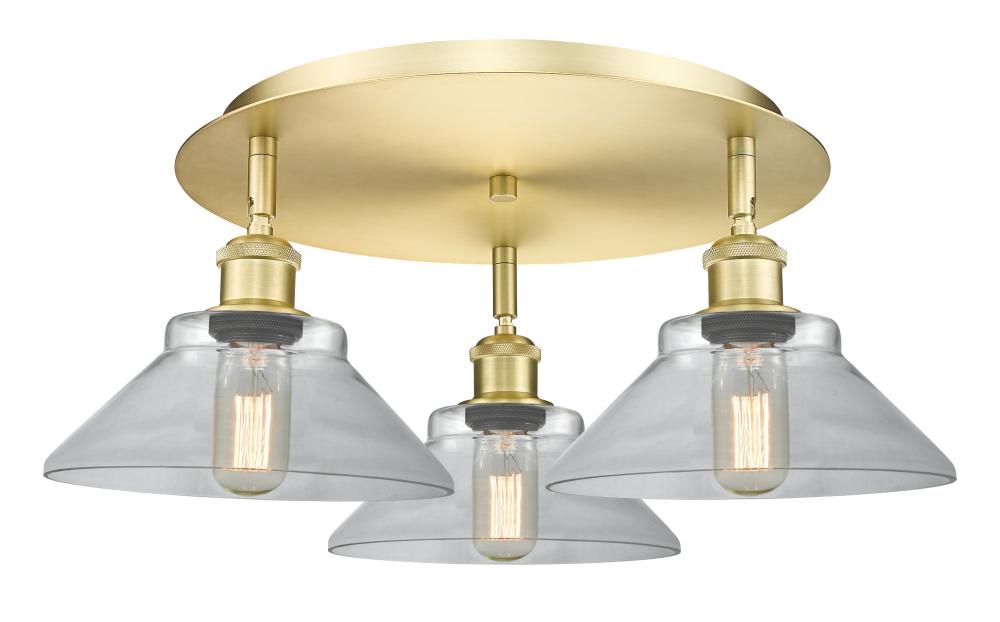 Orwell - 3 Light - 20 inch - Satin Gold - Flush Mount