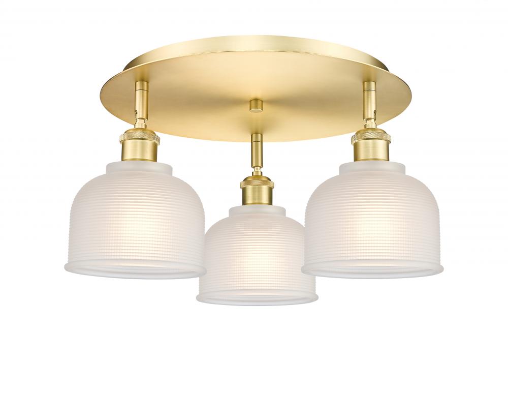 Dayton - 3 Light - 17 inch - Satin Gold - Flush Mount