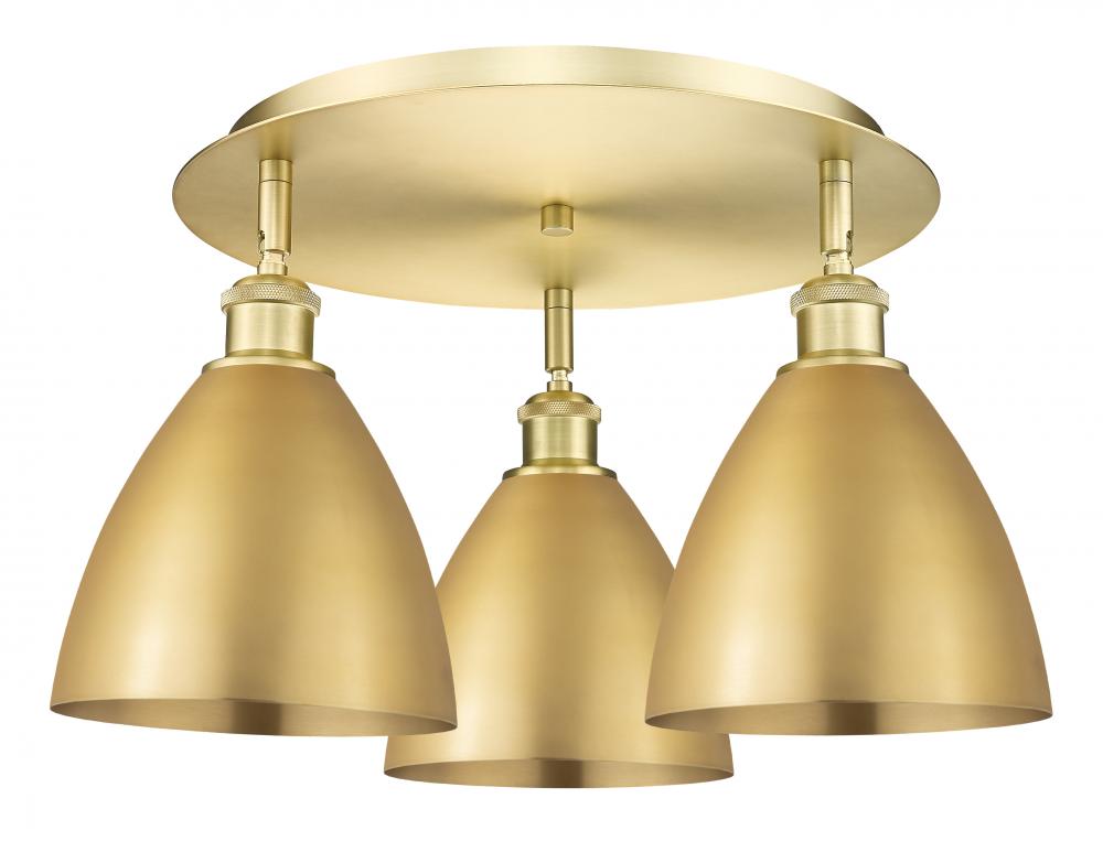 Bristol - 3 Light - 19 inch - Satin Gold - Flush Mount