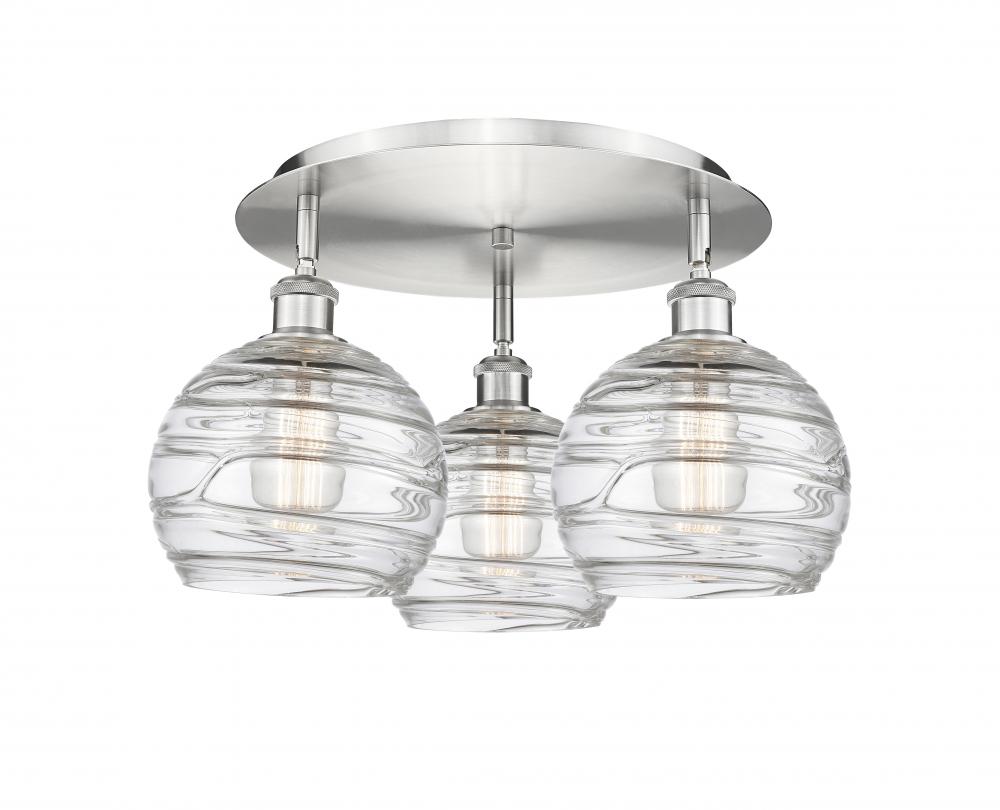 Athens Deco Swirl - 3 Light - 20 inch - Satin Nickel - Flush Mount