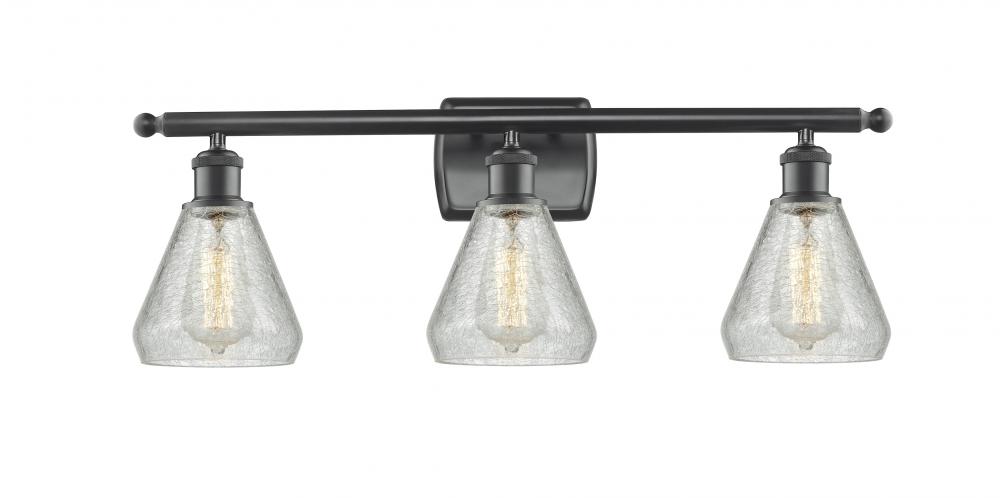 Conesus - 3 Light - 26 inch - Matte Black - Bath Vanity Light