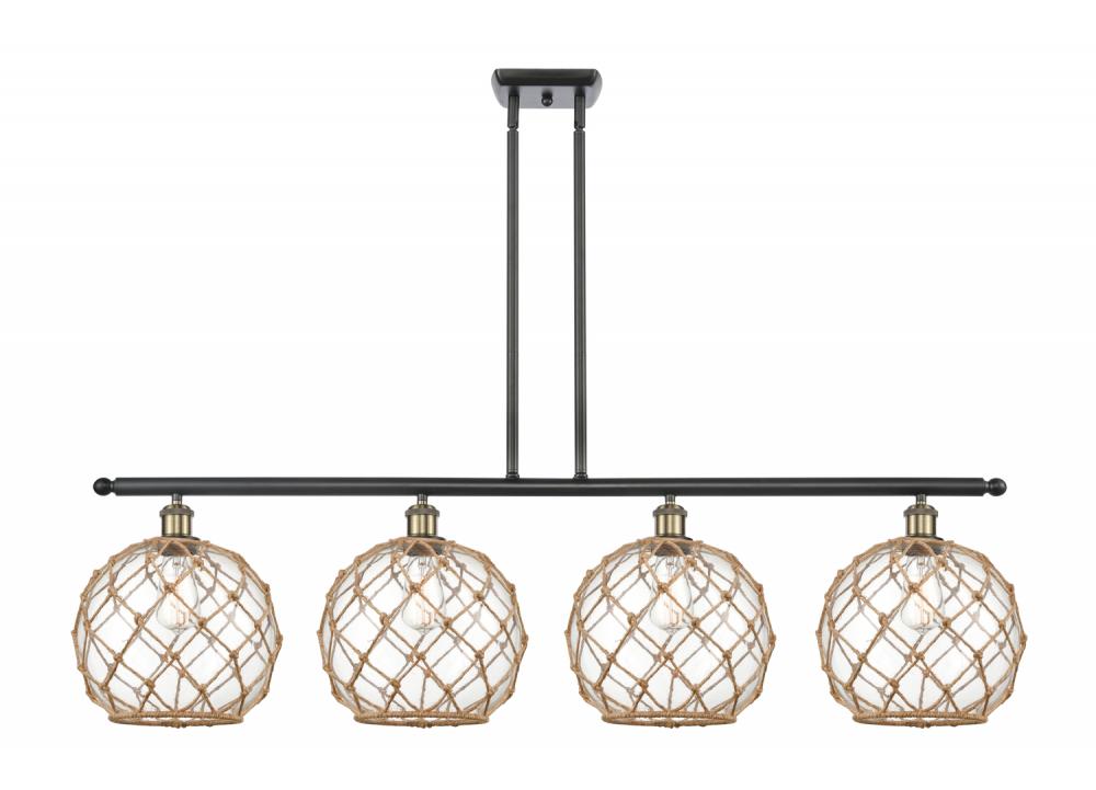 Farmhouse Rope - 4 Light - 48 inch - Black Antique Brass - Cord hung - Island Light