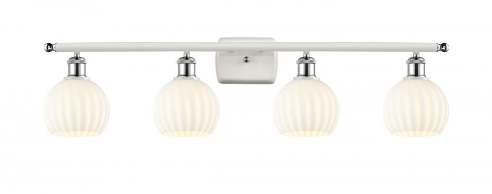 White Venetian - 4 Light - 36 inch - White Polished Chrome - Bath Vanity Light