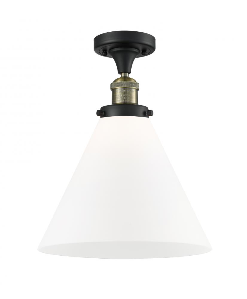 Cone - 1 Light - 12 inch - Black Antique Brass - Semi-Flush Mount