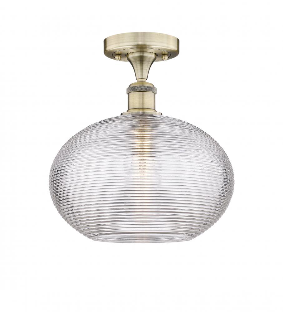 Ithaca - 1 Light - 12 inch - Antique Brass - Semi-Flush Mount