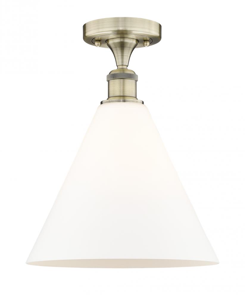 Berkshire - 1 Light - 12 inch - Antique Brass - Semi-Flush Mount