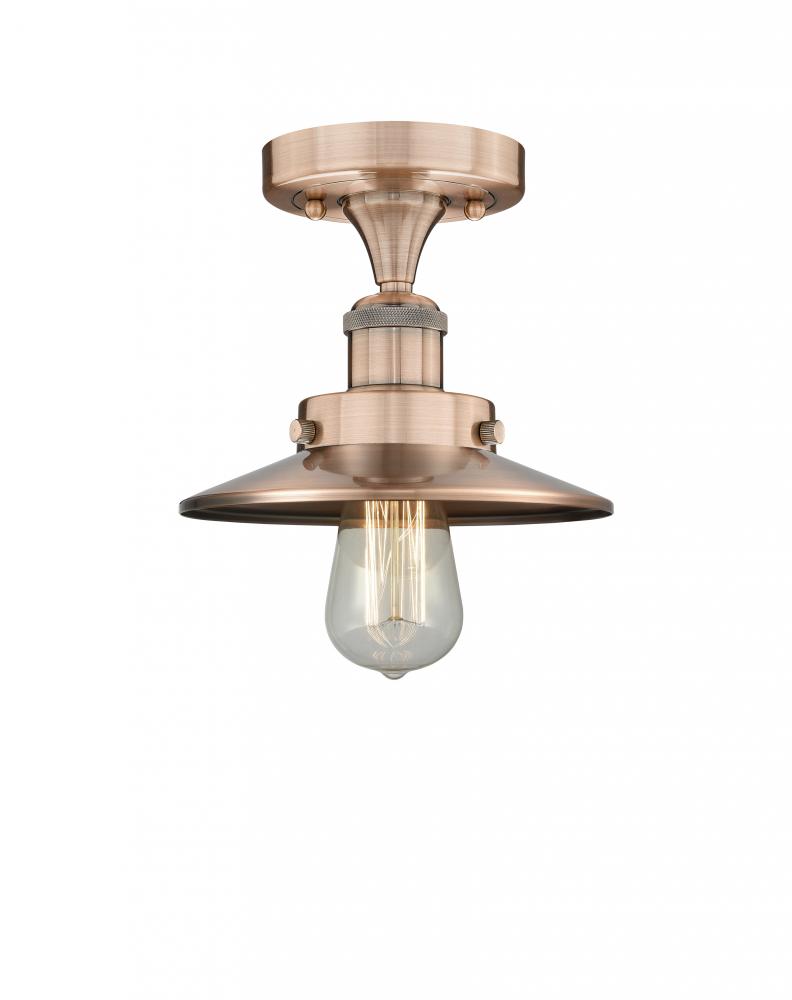 Edison - 1 Light - 8 inch - Antique Copper - Semi-Flush Mount