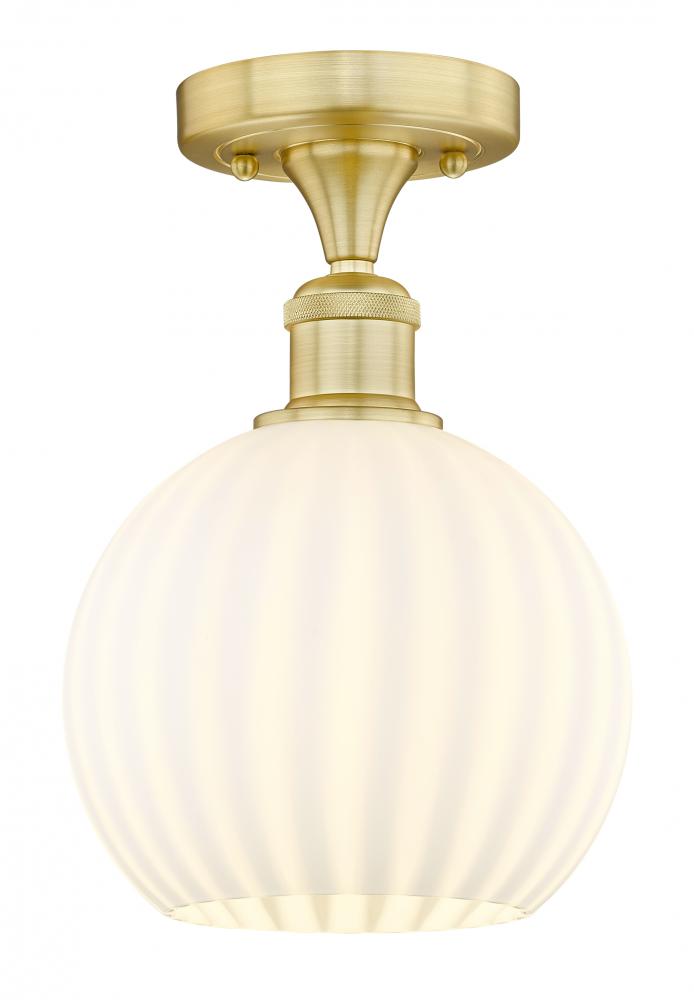 White Venetian - 1 Light - 8 inch - Satin Gold - Semi-Flush Mount