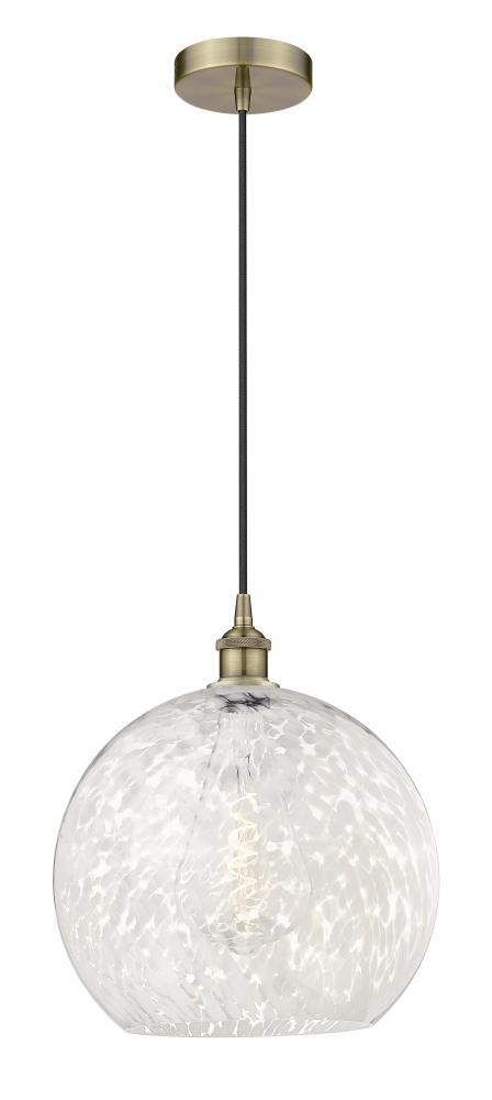 White Mouchette - 1 Light - 14 inch - Antique Brass - Cord Hung - Pendant