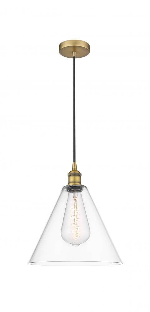 Berkshire - 1 Light - 12 inch - Brushed Brass - Cord hung - Mini Pendant