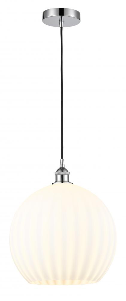 White Venetian - 1 Light - 14 inch - Polished Chrome - Cord Hung - Pendant