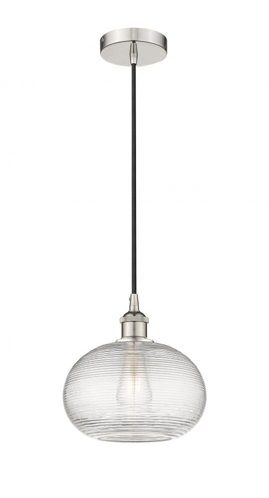 Ithaca - 1 Light - 10 inch - Polished Nickel - Cord hung - Mini Pendant