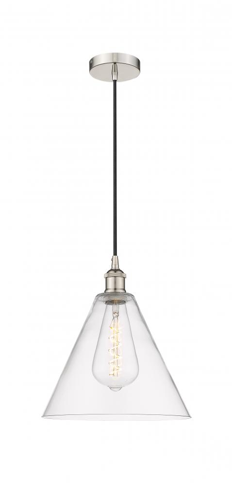 Berkshire - 1 Light - 12 inch - Polished Nickel - Cord hung - Mini Pendant